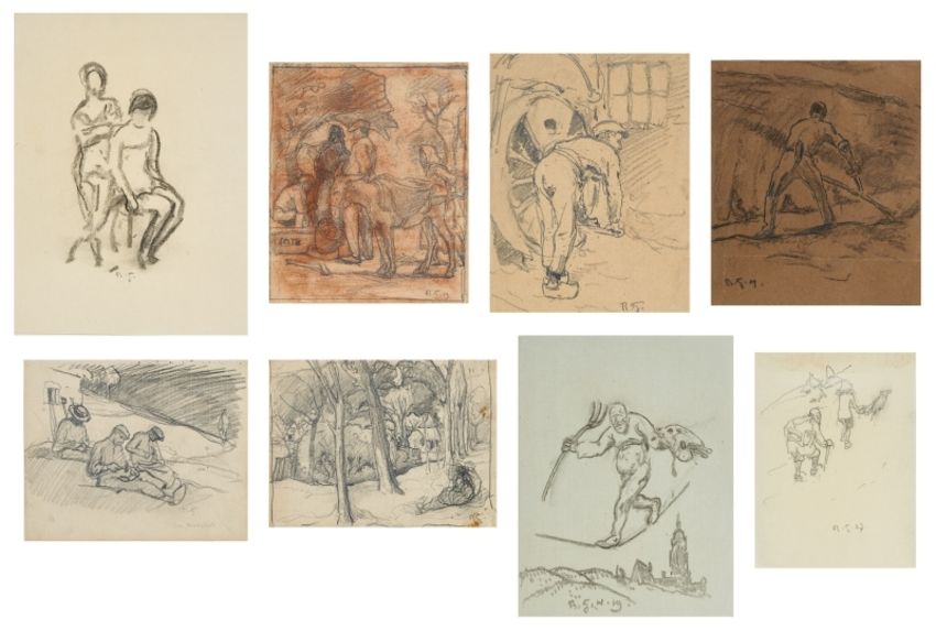 Rudolf Gudden (1863-1935) – Konvolut von 8 Zeichnungen/Skizzen (1918-1927)