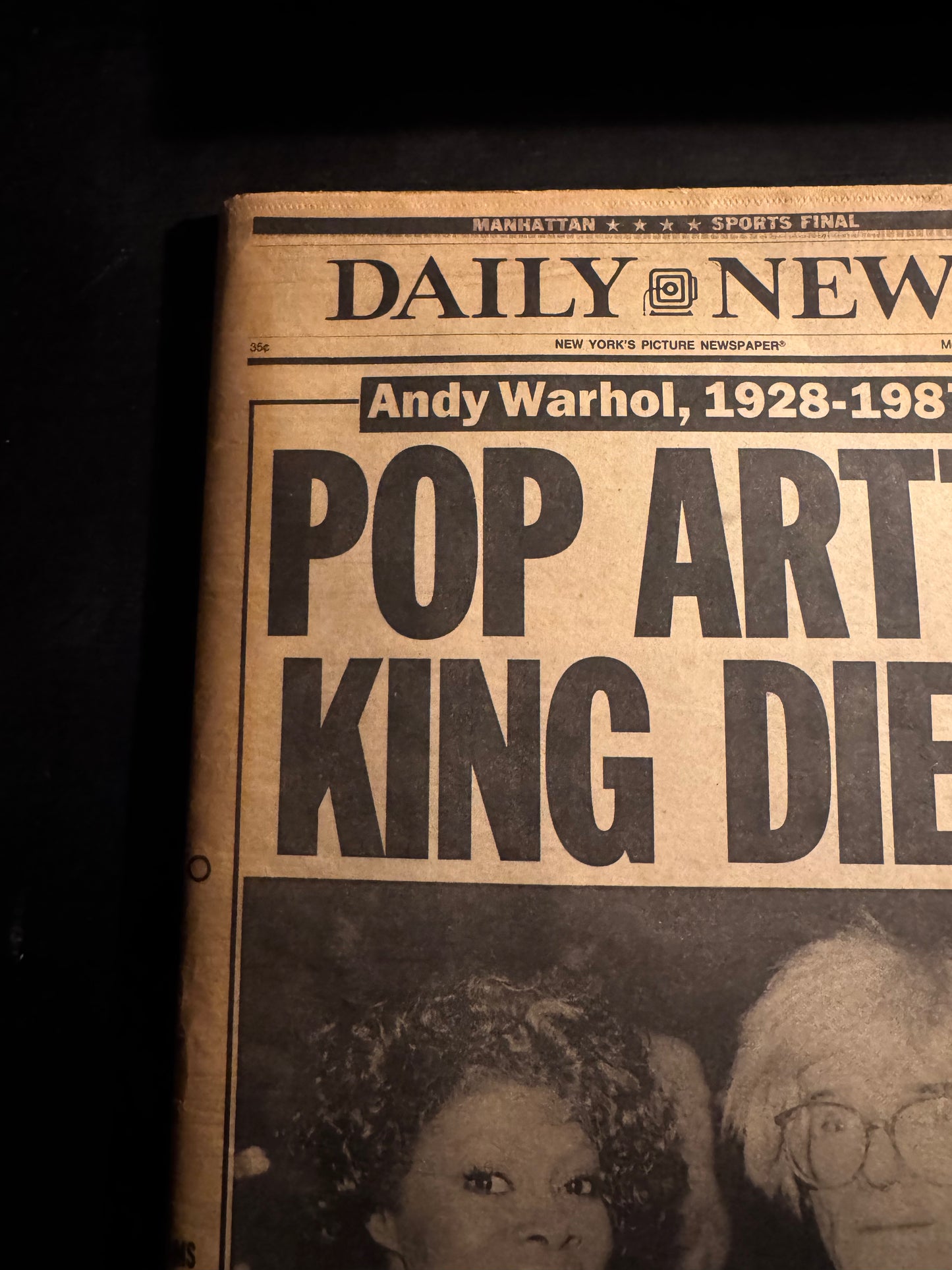 Andy Warhol – NY Daily News Todesmeldung (23. Februar 1987) – Originale Zeitung