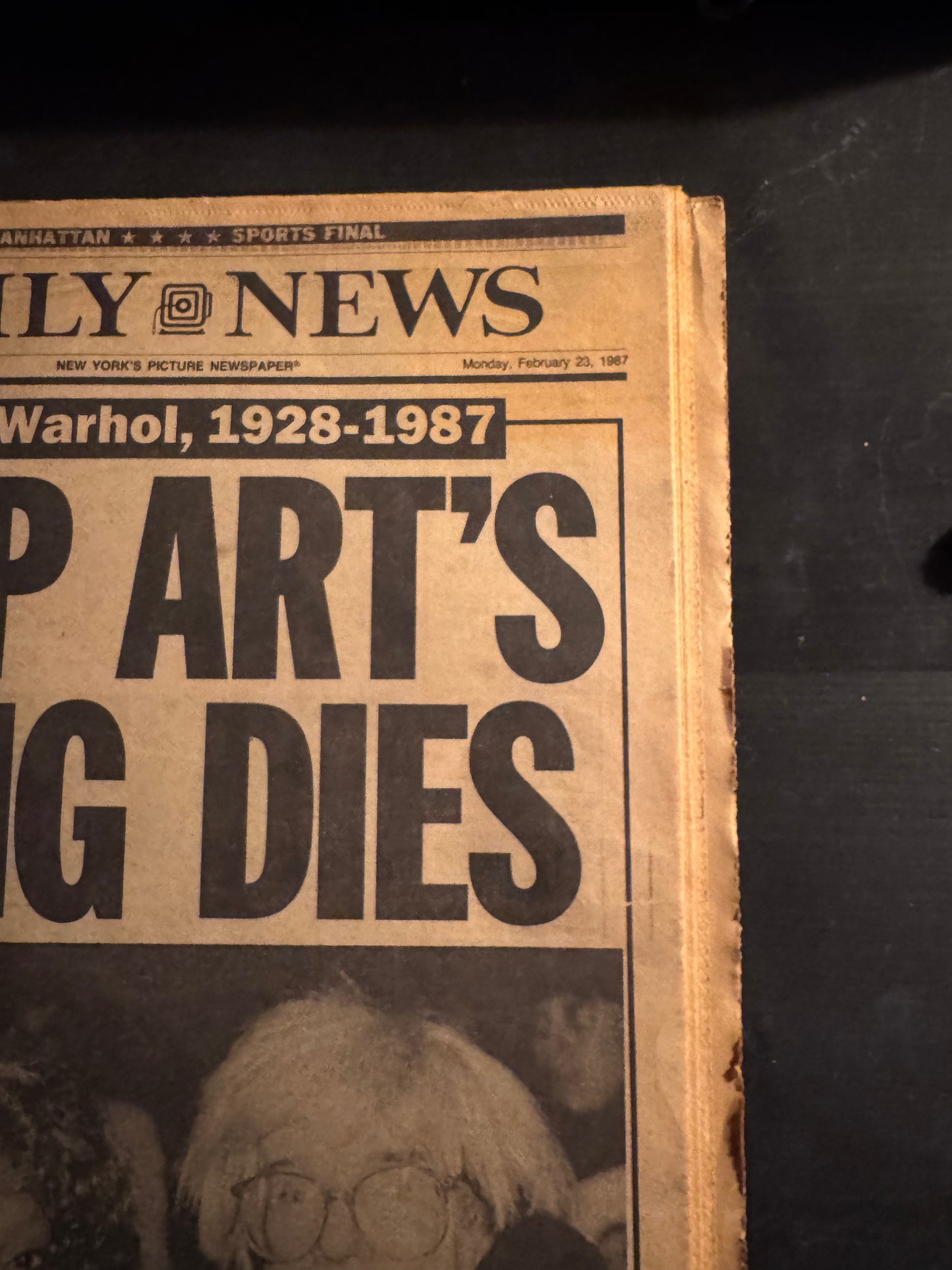 Andy Warhol – NY Daily News Todesmeldung (23. Februar 1987) – Originale Zeitung
