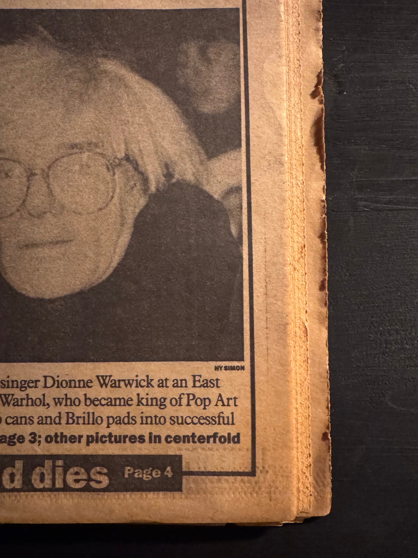 Andy Warhol – NY Daily News Todesmeldung (23. Februar 1987) – Originale Zeitung