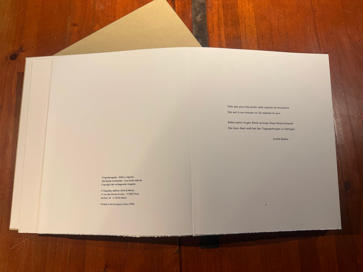 Friederike Mayröcker – »ziemlich Gedichtkopfkissen / presque oreiller-poème« · Künstlerbuch, Erstausgabe 1994, Nr. 20/70, handsigniert