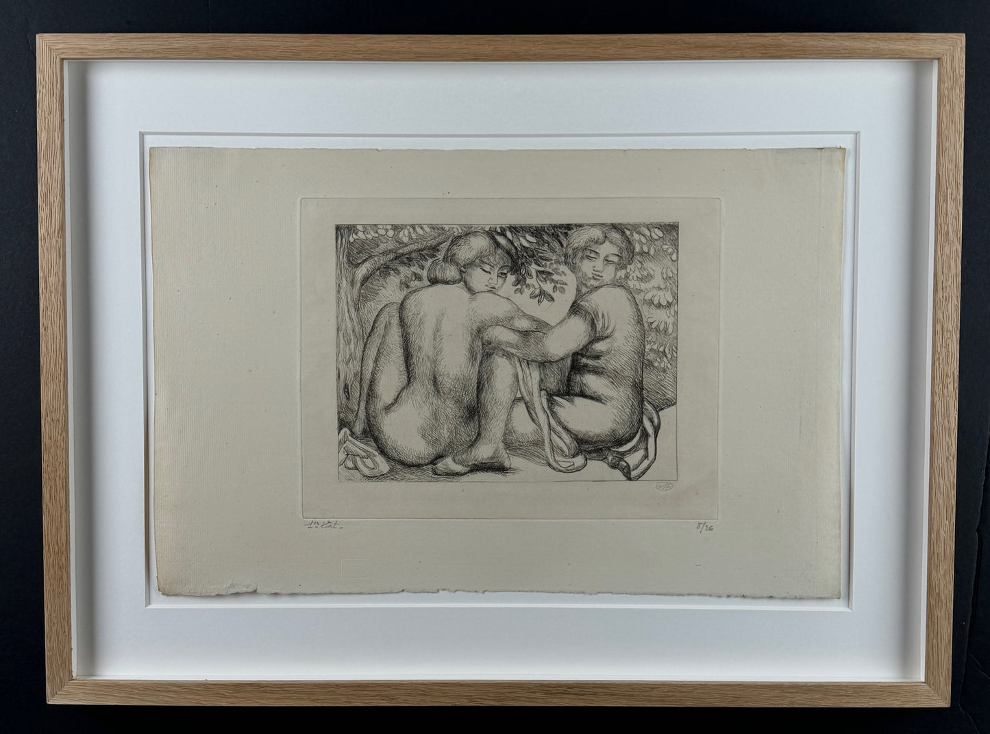 Radierung Aristide MAILLOL (1861-1944) Deux femmes assises sous les feuillages (1928/29)