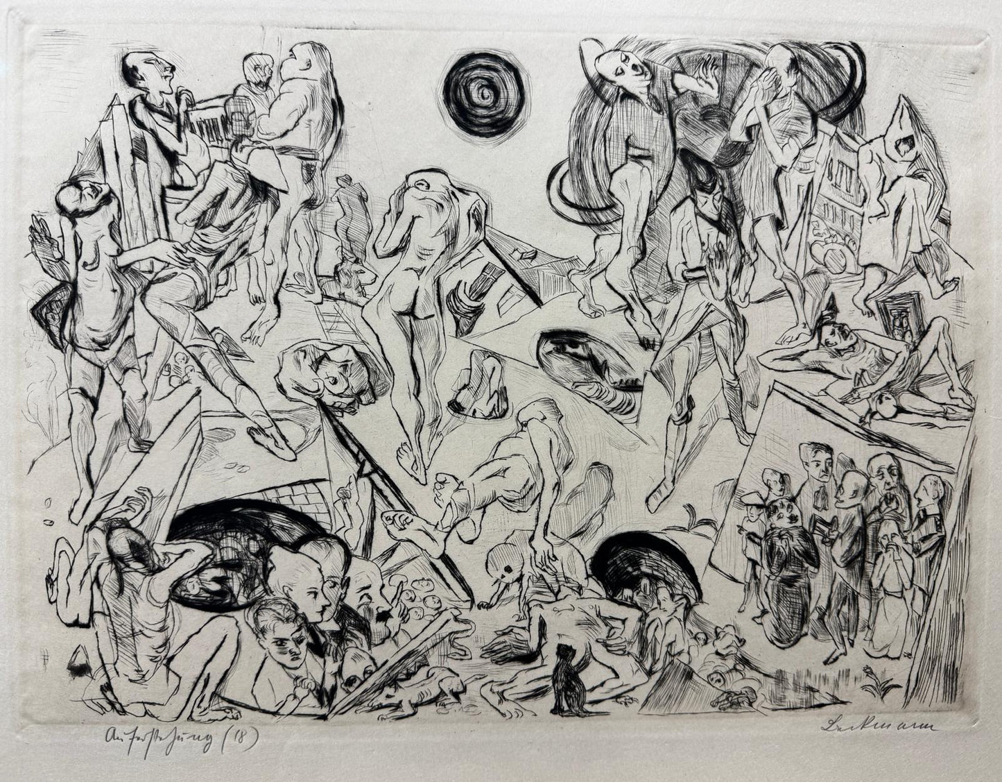 Max Beckmann – Radierung „Auferstehung" 1918 – Rarität vor Verstählung